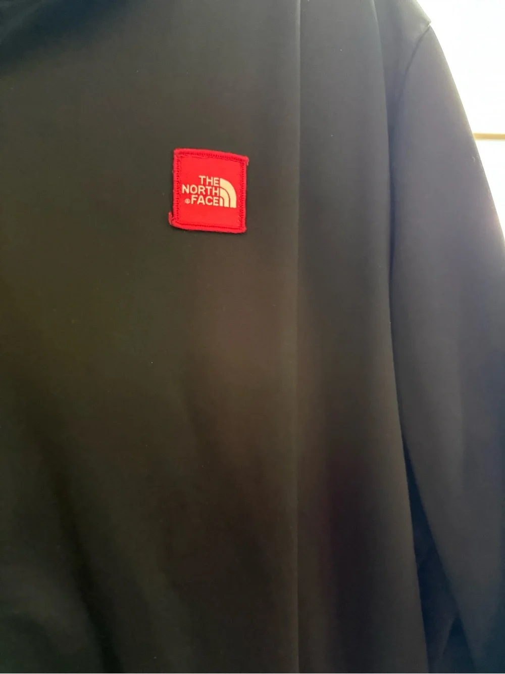 The North Face Black Jacket with Red Logo Patch